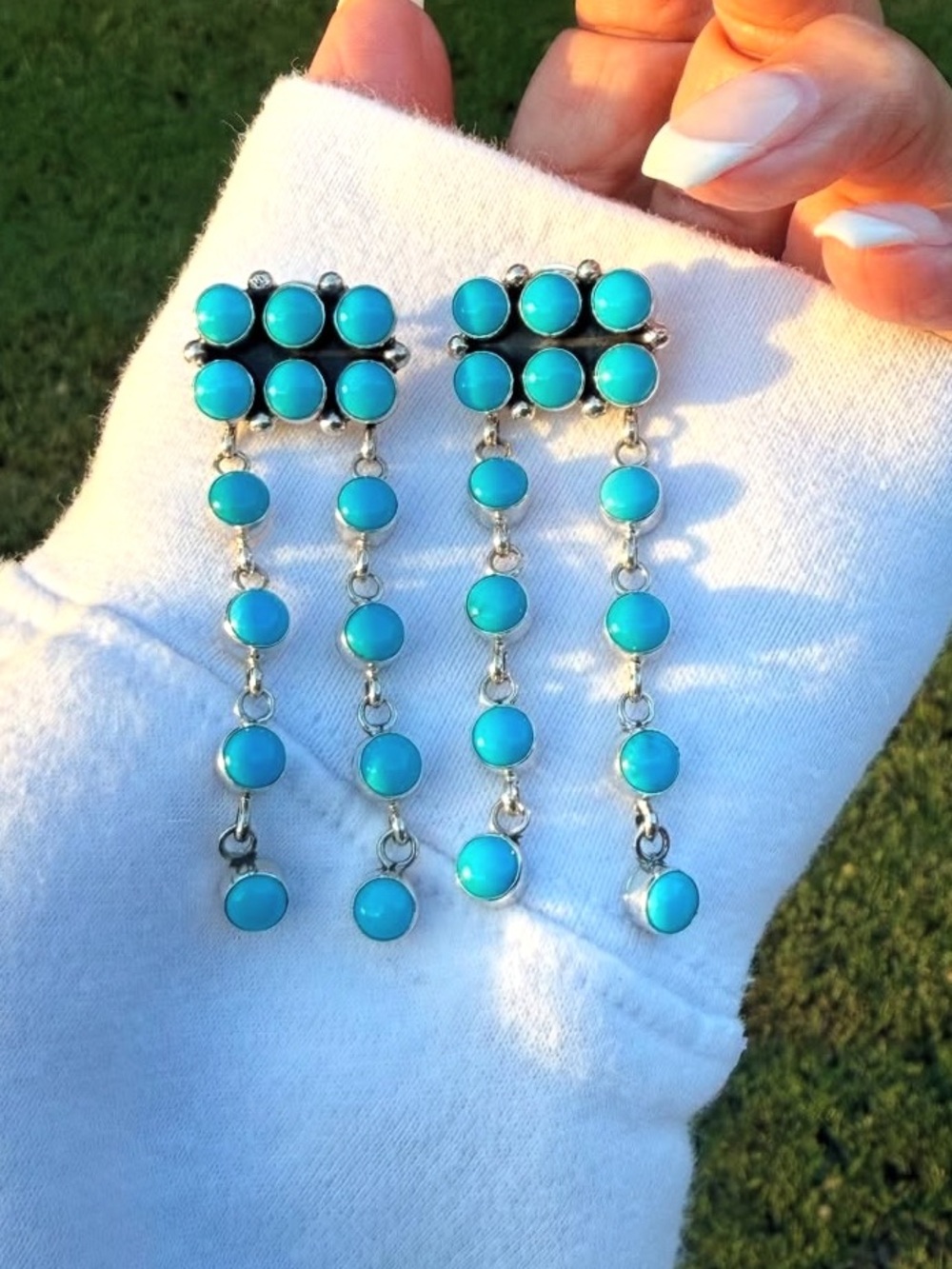 Navajo Ella M Linkin Sleeping Beauty Turquoise & Sterling Silver Earrings